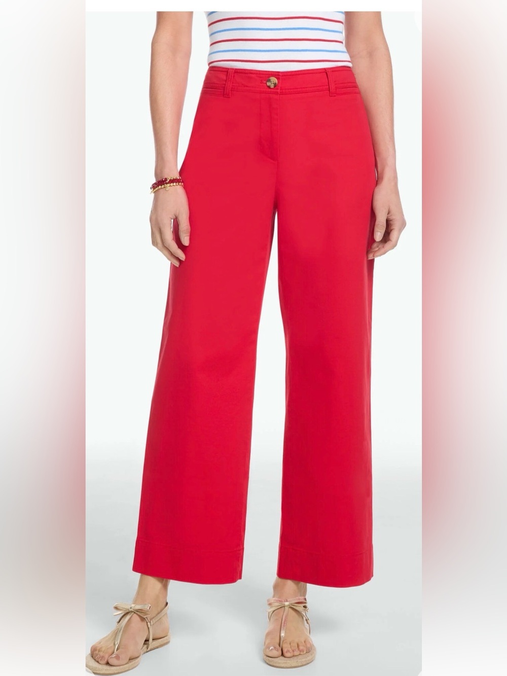 WIDE ANKLE HERITAGE TWILL PANTS in Vibrant Red